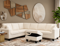 Modern L-Shaped Corduroy Sectional Sofa with Storage Ottoman