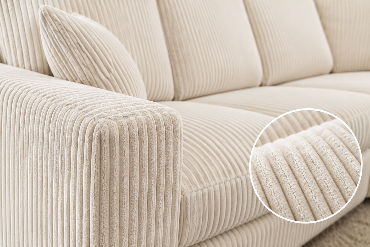 Modern L-Shaped Corduroy Sectional Sofa with Storage Ottoman